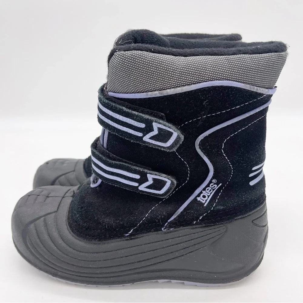 Totes Girls’ Waterproof Suede Rubber Hook and Loop Insulated Winter Boot